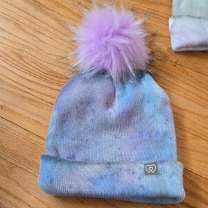Kids' Tie-Dye Beanie with Pink Pom